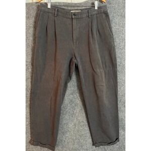STRUCTURE Mens Pants Charcoal Gray Pleated Cotton Size W36 L32 Casual Trousers